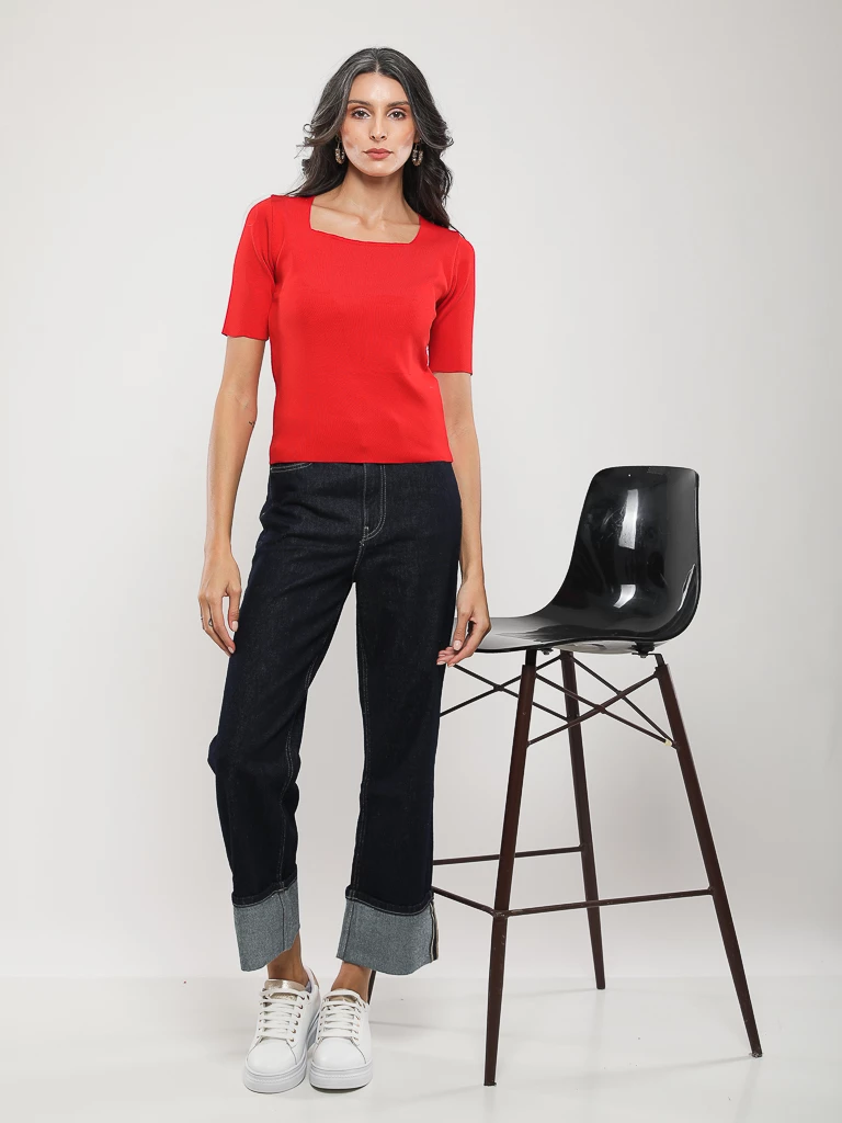 PULL EN MAILLE MANCHES COURTES