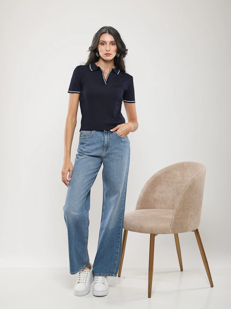 PULL EN MAILLE MANCHES COURTES