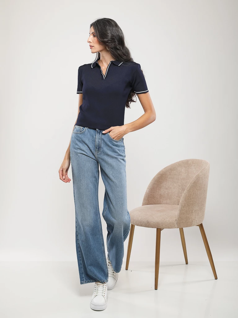 PULL EN MAILLE MANCHES COURTES