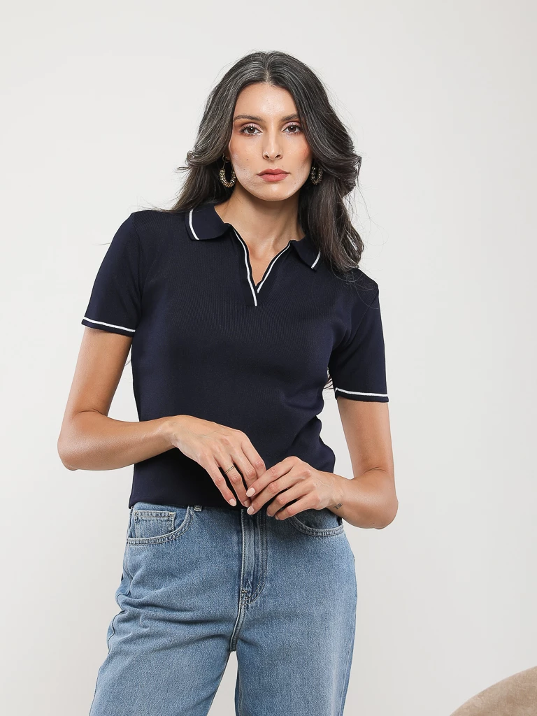 PULL EN MAILLE MANCHES COURTES