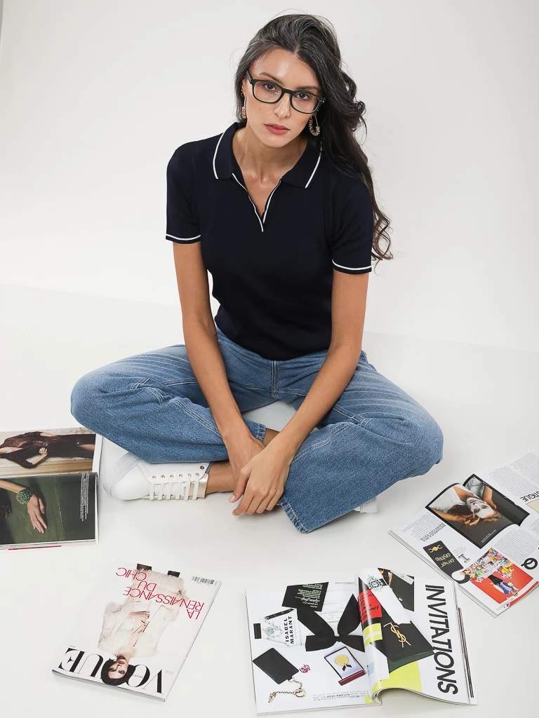 PULL EN MAILLE MANCHES COURTES