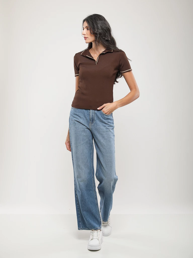 PULL EN MAILLE MANCHES COURTES