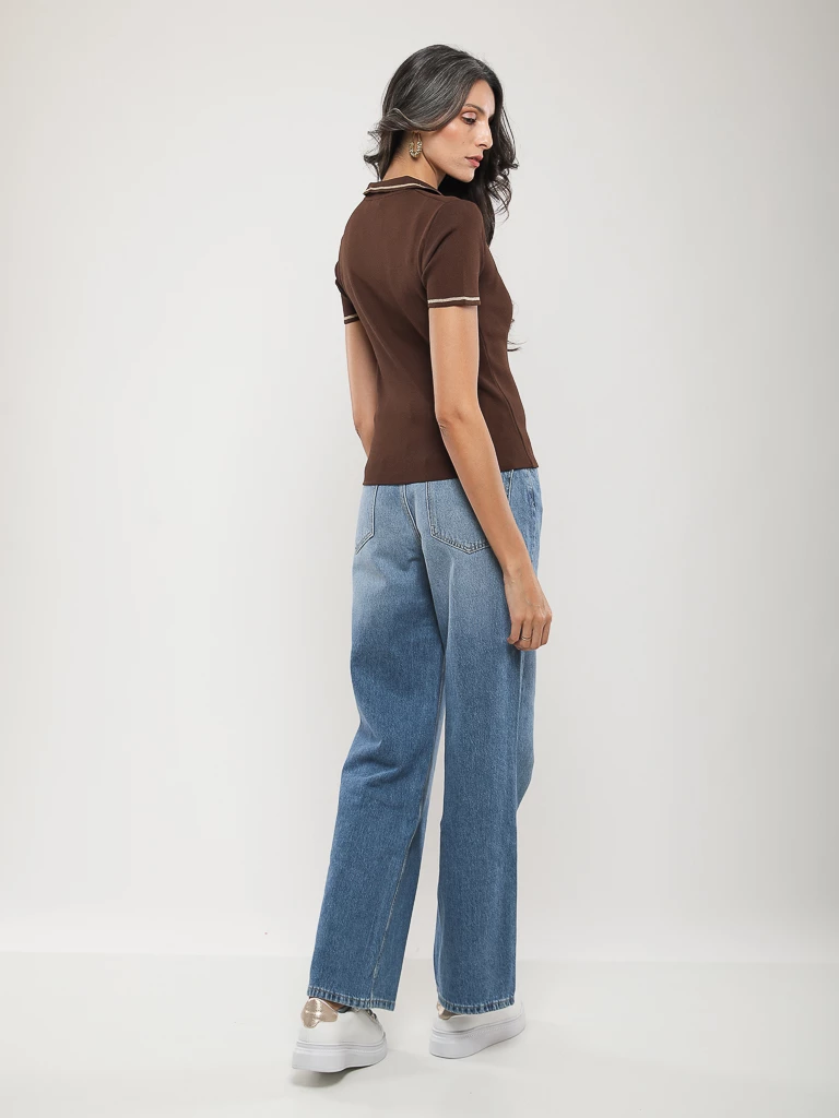 PULL EN MAILLE MANCHES COURTES