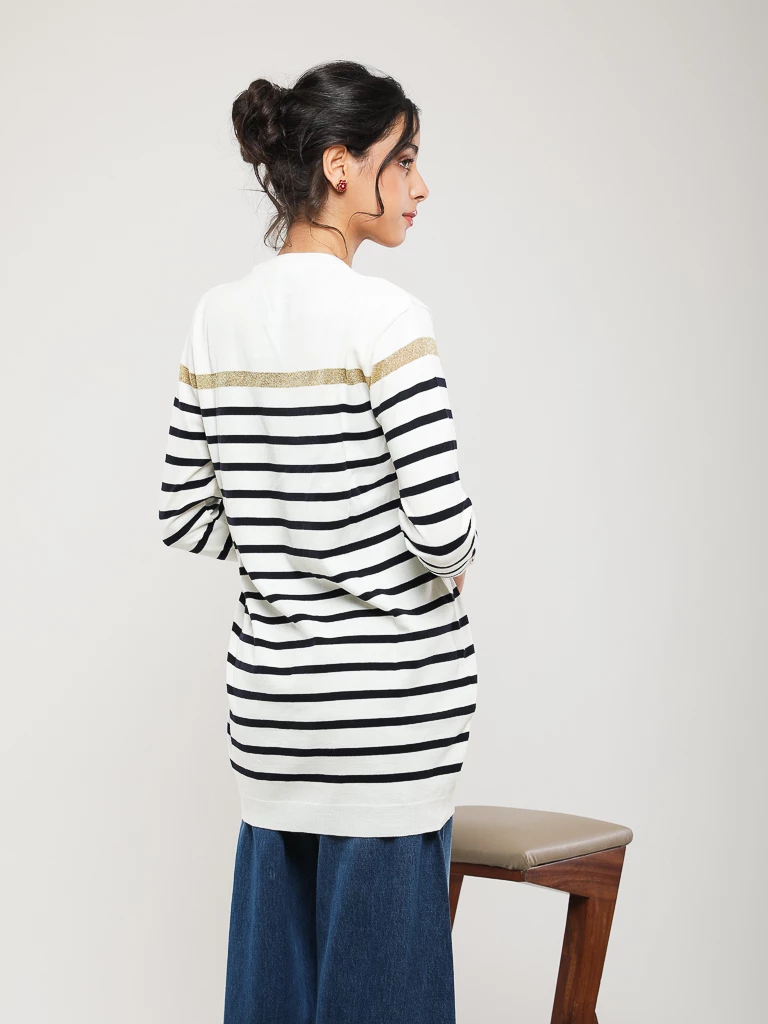 PULL EN MAILLE RAYÉE MANCHES LONGUES